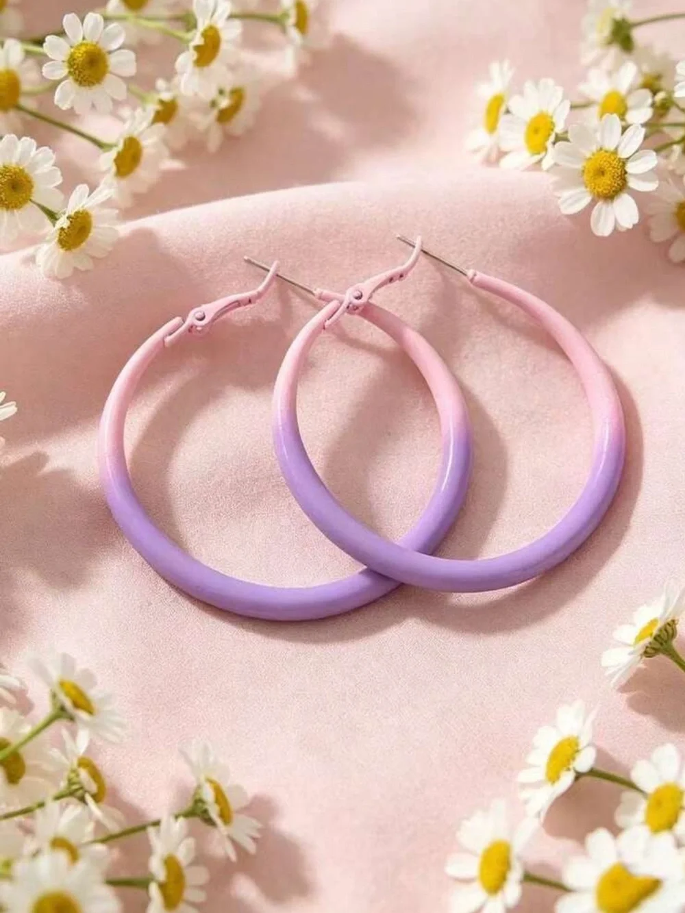 Minimalist Versatile Purple pink Hoop Earrings